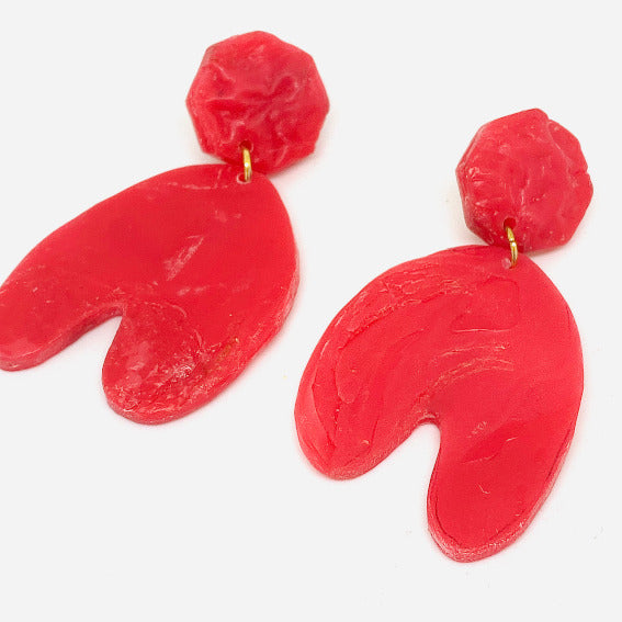 recycled clip-on earrings in red