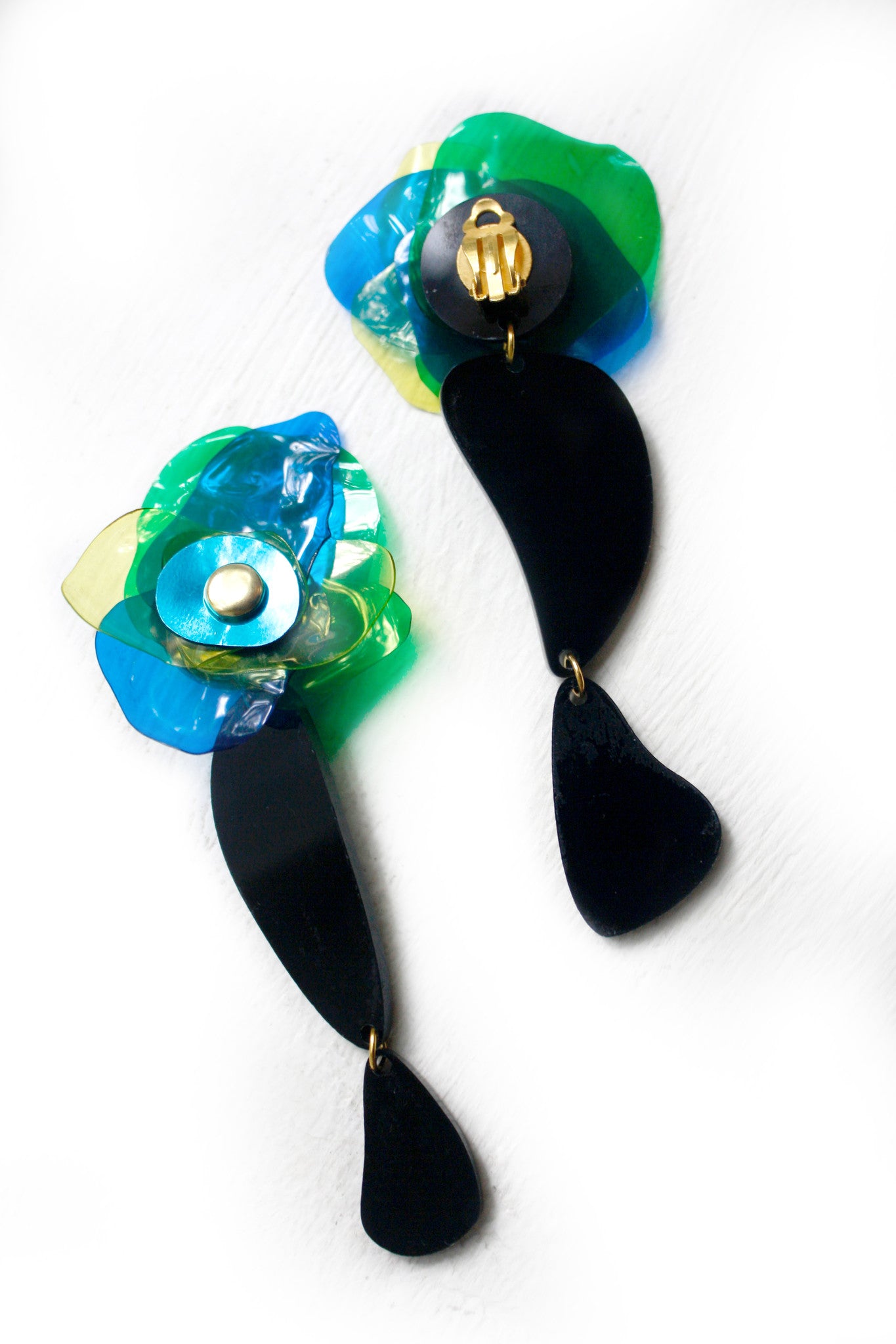 Asymmetrical Earrings, Long Acrylic Earrings, Plastic Bottle Contemporary Design - Enna Jewellery - 3