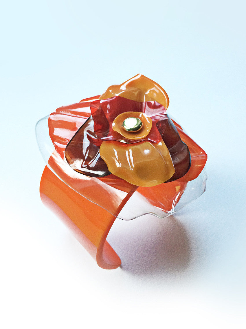 Orange Upcycled Plastic Cuff Bracelet