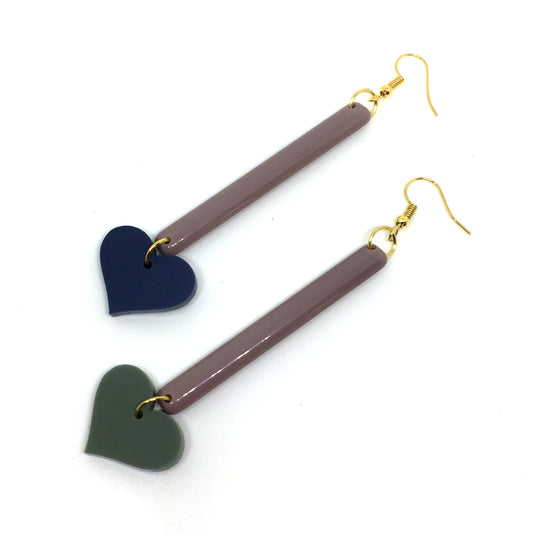 Heart Long Bar Earrings