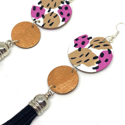 Pattern Earrings With Tassel