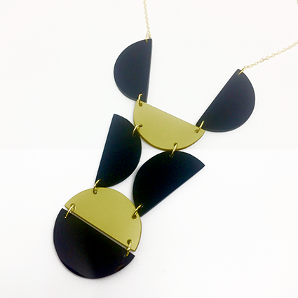 Bib Geometric Necklace Half Circle Gold