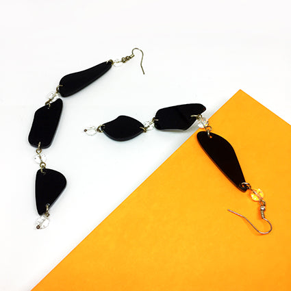 Maxi Statement Oval Shapes Earrings in Black