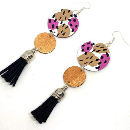 Pattern Earrings With Tassel