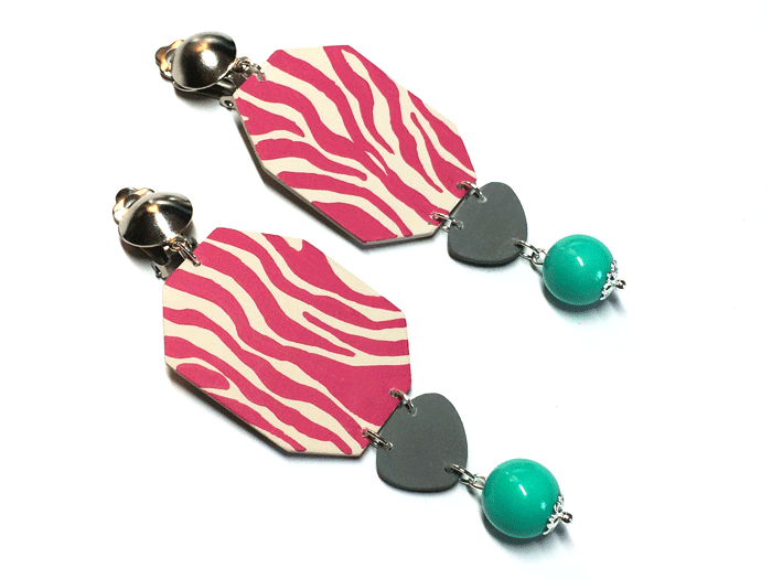 pink_zebra_hand_paint_block_earrings