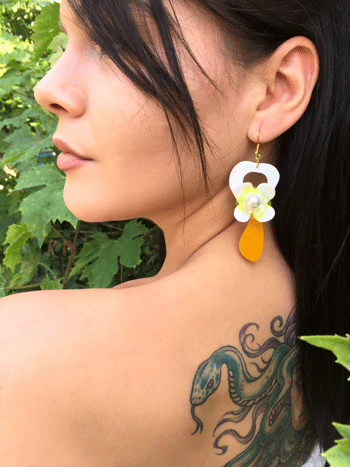 Yellow Flower Drop Earrings