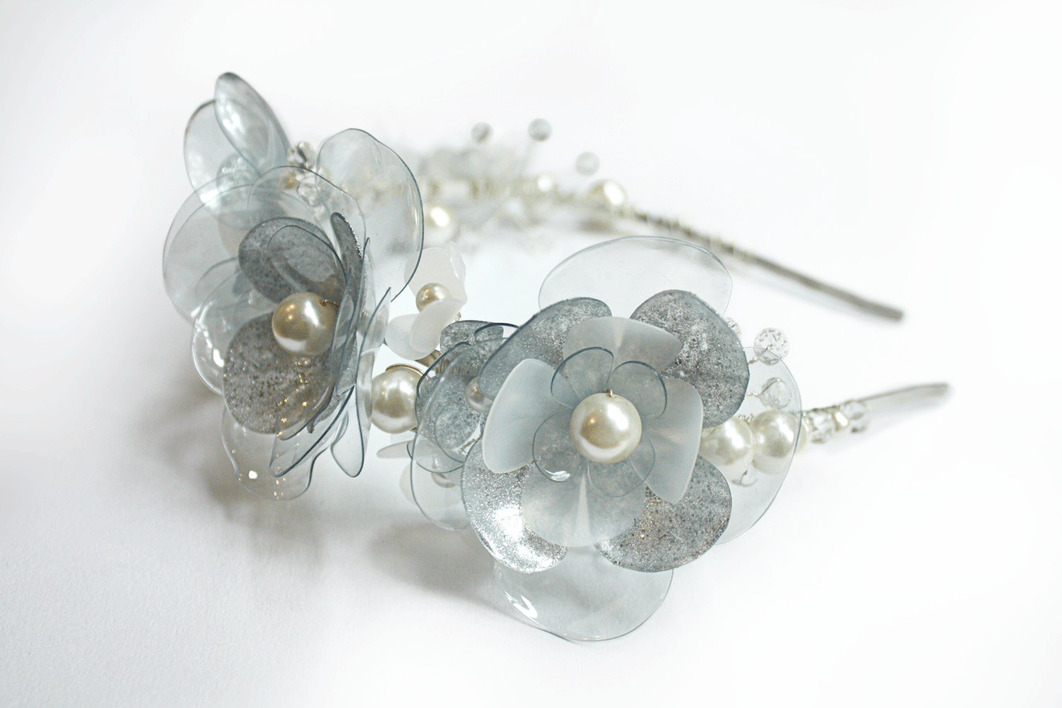 silver headband with pearls